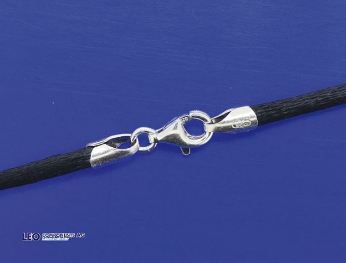 satin cord with end caps and lobster clasp / 925 Silver