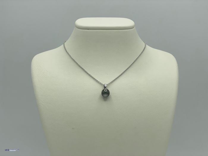 40cm 14ct white gold chain with tahitian pearl
