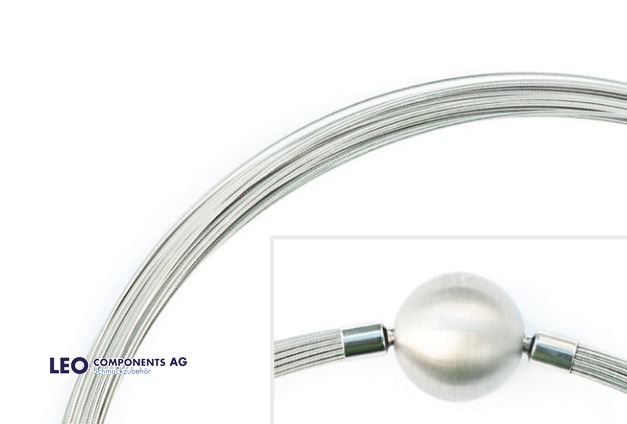 collier en acier inoxydable avec fermoir à tête sphérique (Ø 3.20 mm, 15 rangées)