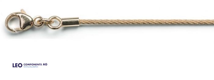 Goldseil Ø 1,1 mm mit Endkappe und Karabiner 1 - reihig / Gold