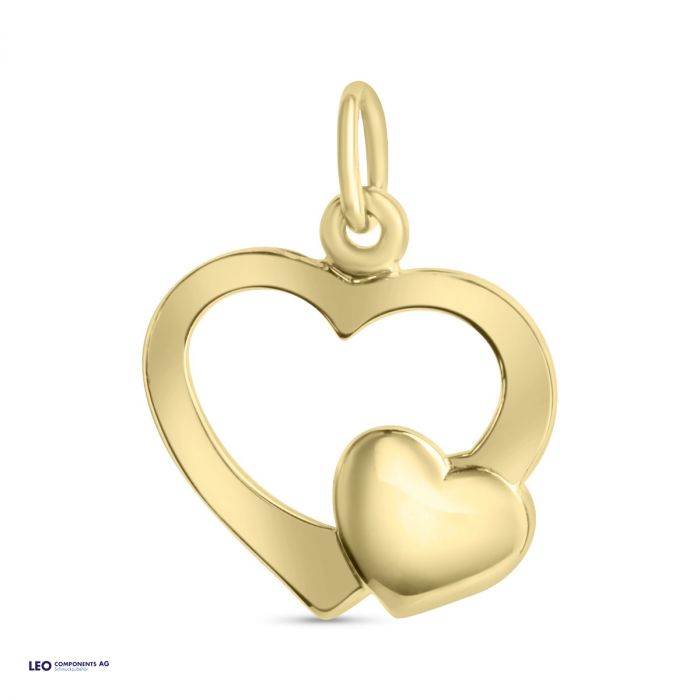 pendant heart polished 10,5x10,5mm / gold 