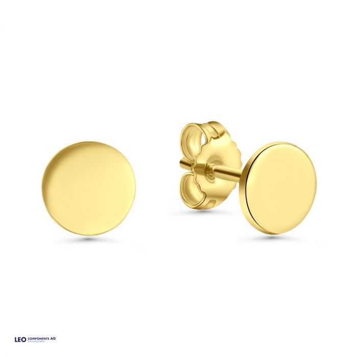 ear stud round disk 6,0mm polished / gold 