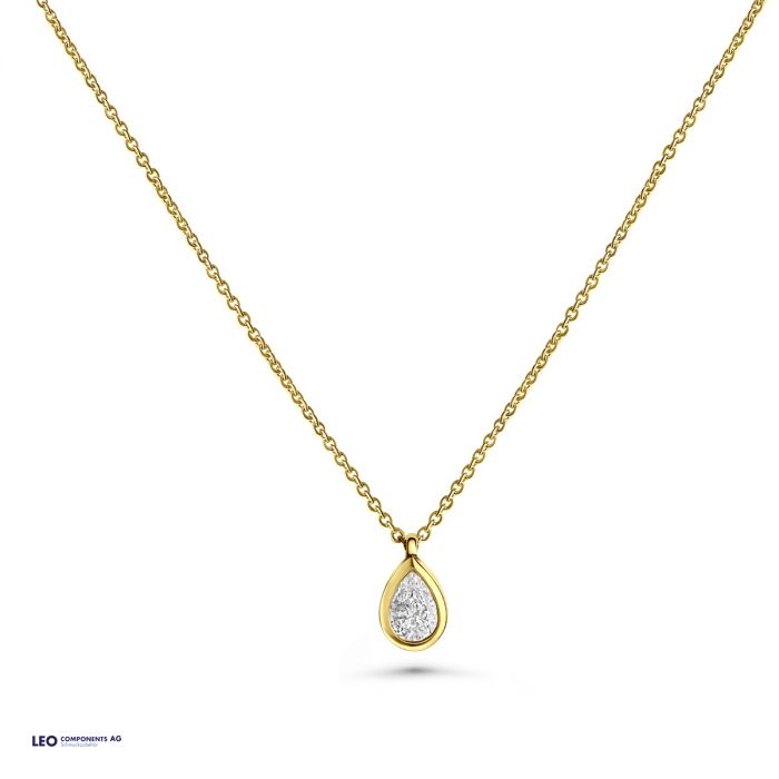 necklace 45cm with connecting loop (at 42cm) 5,7x9,6mm with zirconia/ gold 