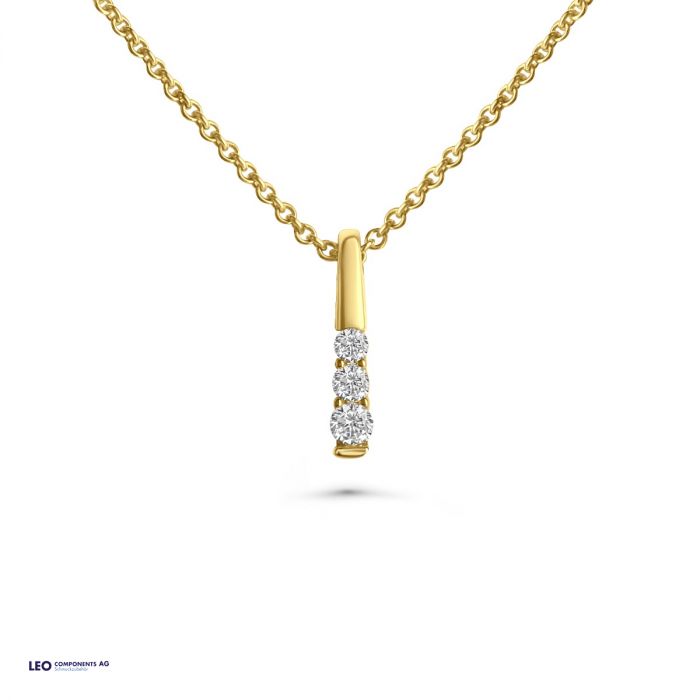 necklace 45cm polished 2,3x12mm with zirconia / gold 