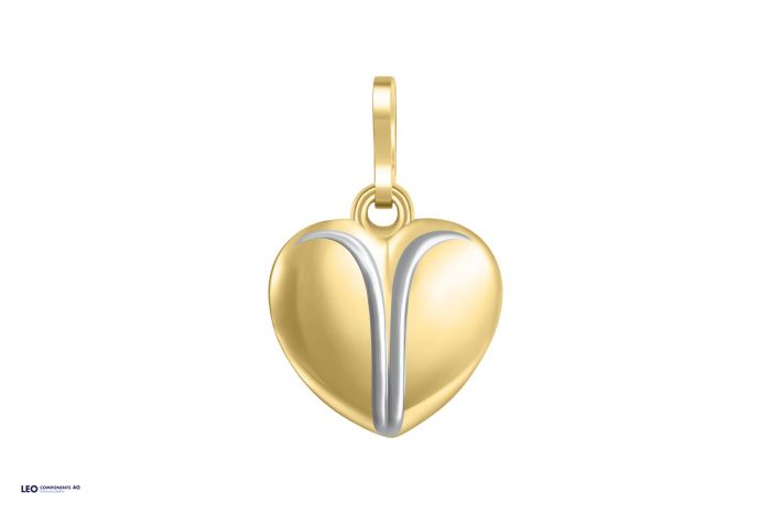 pendentif cœur poli bicolore 11x12mm / l'or