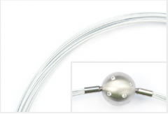 collier en acier inoxydable avec fermoir à tête sphérique / blanc (Ø 4 mm, 25 rangées)