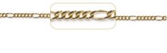 chaînes figaro (diamantées), au mètre / 8 ct l'or