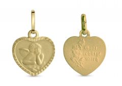 pendant heart with gravure polished/matt/diam 11x12mm / gold 