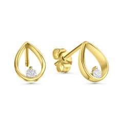 ear stud polished 7x8,5mm with zirconia / gold 