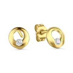 ear stud polished 6,2x6,7mm with zirconia / gold 